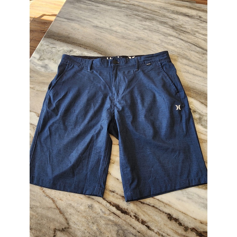 Hurley Mens 36 Navy Blue Hybrid Shorts Heathered Stretch Board Shorts 10" Inseam